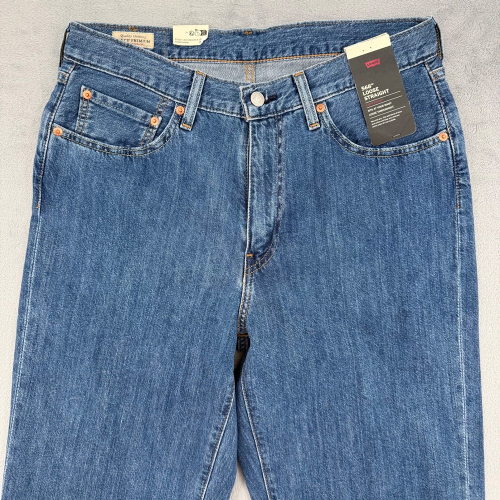 Levis Premium 568 Loose Straight Lightweight Linen Cotton Jeans Men's Sz 31x32 - Picture 3 of 16